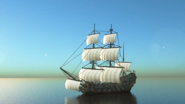 3D-cg rendering van het zeilschip — Stockvideo