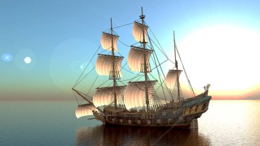 bir yelkenli tekne 3d cg render