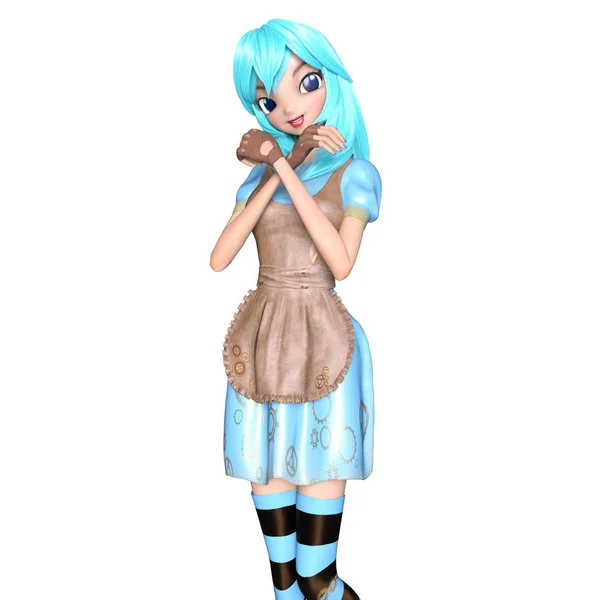 3D CG renderização de uma menina dos desenhos animados — Fotografia de Stock