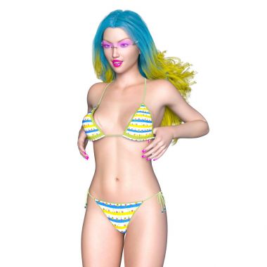 bir bikini kadının 3d cg işleme