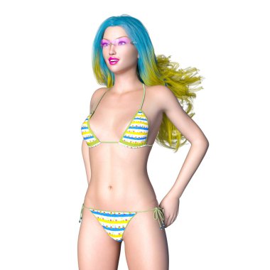 bir bikini kadının 3d cg işleme