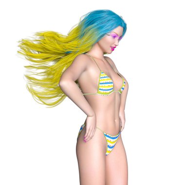 bir bikini kadının 3d cg işleme
