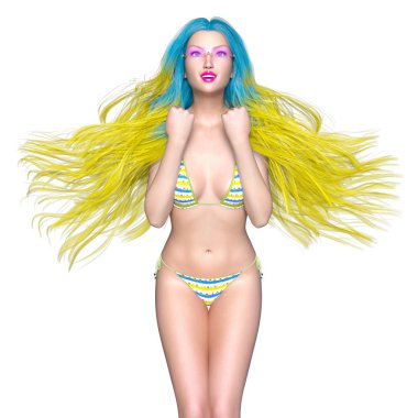 bir bikini kadının 3d cg işleme