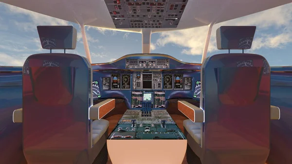 3D cg Darstellung des Cockpits — Stockfoto