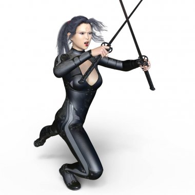 kadın bir eskrimci 3d cg render