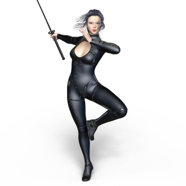 kadın bir eskrimci 3d cg render