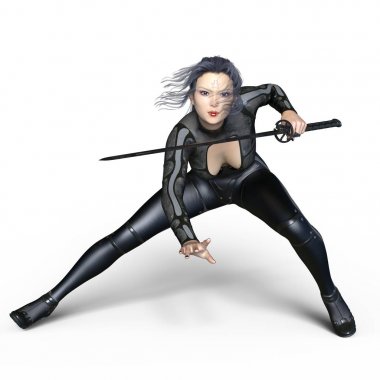 kadın bir eskrimci 3d cg render