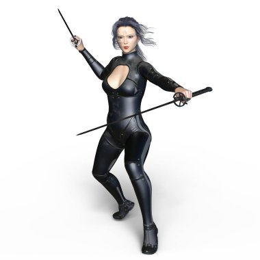 kadın bir eskrimci 3d cg render