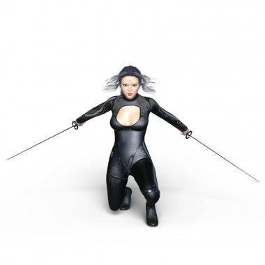 kadın bir eskrimci 3d cg render