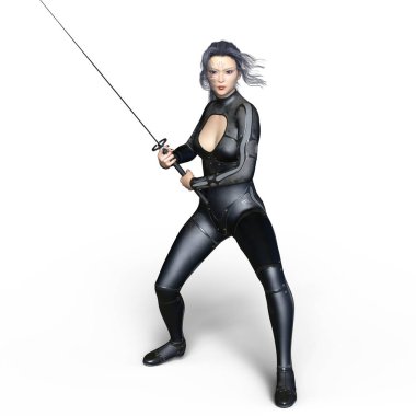 kadın bir eskrimci 3d cg render