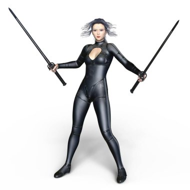 kadın bir eskrimci 3d cg render