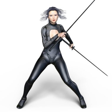 kadın bir eskrimci 3d cg render