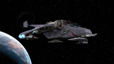 bir uzay gemisi 3d cg render