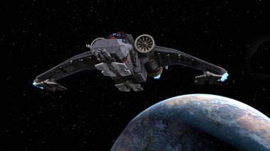 bir uzay gemisi 3d cg render
