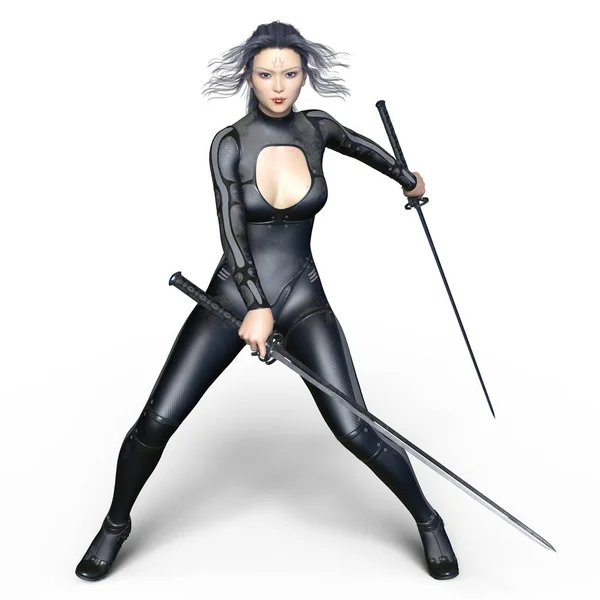 3D CG rendering of a female fencer — Stock Photo, Image