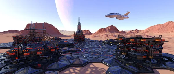 3D CG рендеринг космического города — стоковое фото