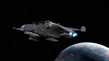 bir uzay gemisi 3d cg render