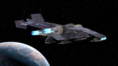 bir uzay gemisi 3d cg render