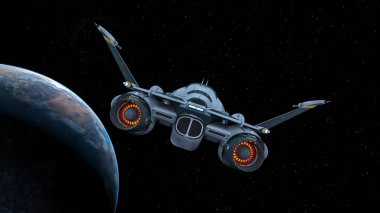 bir uzay gemisi 3d cg render