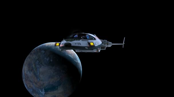 Vykreslování 3D cg vesmírné lodi — Stock video