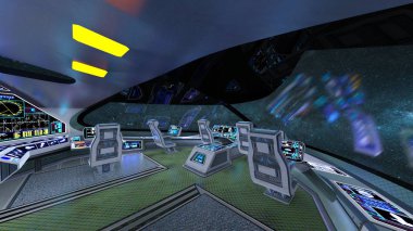 Kontrol odasının 3d cg render