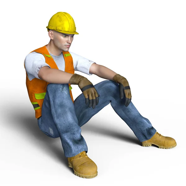 Representación 3D CG de un trabajador —  Fotos de Stock