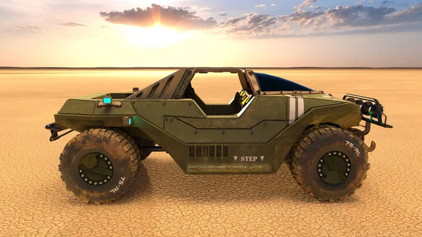 3D CG рендеринг автомобиля с багги — стоковое фото