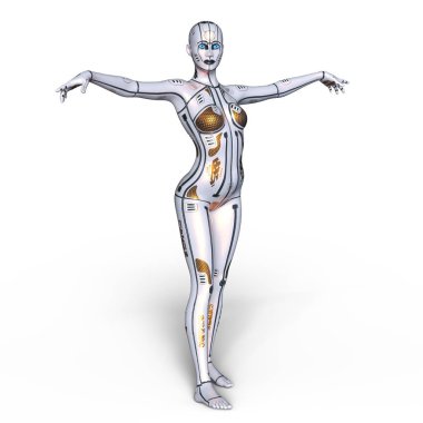 3d cg işleme bir kadın robot
