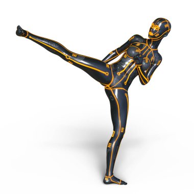 kadın bir cyborg 3d cg render