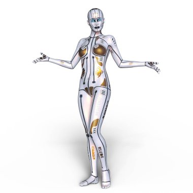 3d cg işleme bir kadın robot