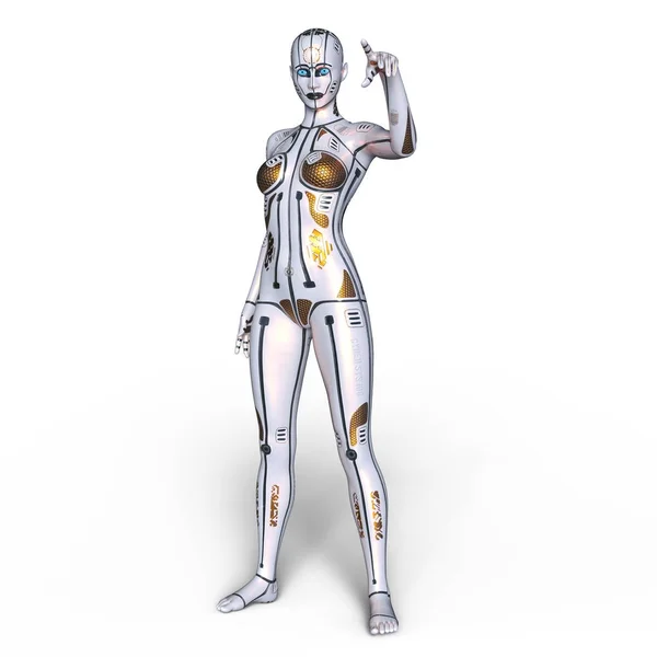 Rendering 3D CG di un robot femmina — Foto Stock