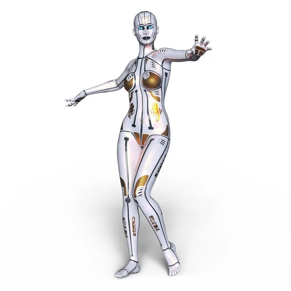 Vykreslování 3D cg ženského robota — Stock fotografie