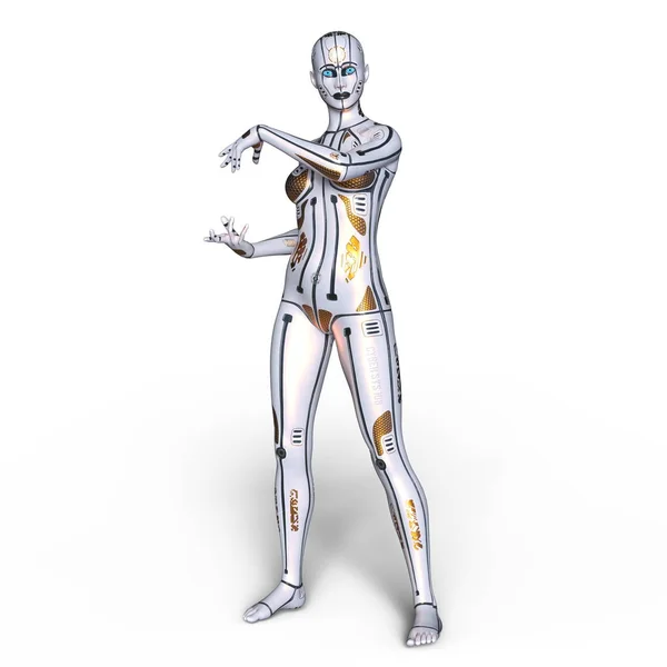 Representación 3D CG de un robot femenino — Foto de Stock