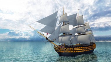 bir yelkenli tekne 3d cg render