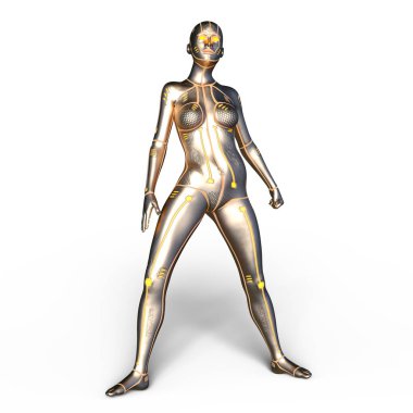 3d cg işleme bir kadın robot