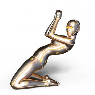 3d cg işleme bir kadın robot