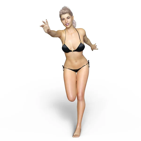 Rendering 3D CG di una donna in bikini — Foto Stock