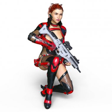 bir kadın savaşçı 3d cg render