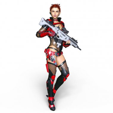 bir kadın savaşçı 3d cg render