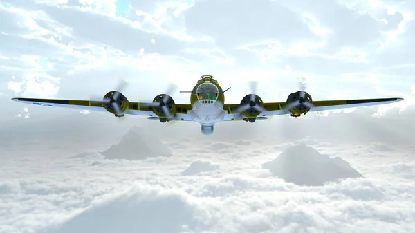 3D CG rendering of the propeller fighter — Stock Photo, Image