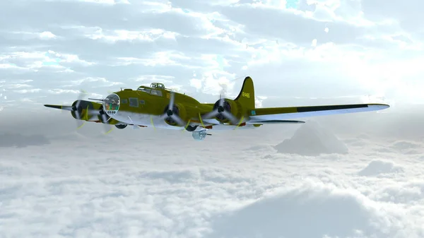 3D cg-rendering av propeller fighter — Stockfoto