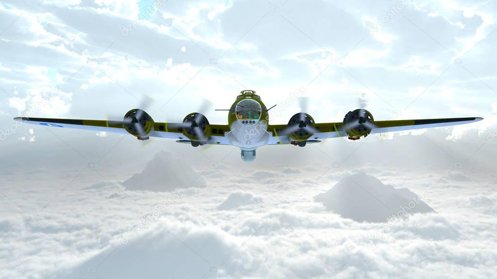 3D CG rendering of the propeller fighter