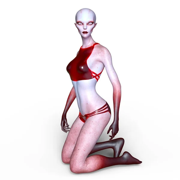 Rendering 3D CG di un alieno femmina — Foto Stock