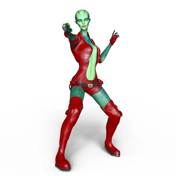 3D CG рендеринг женщины-пришельца — стоковое фото