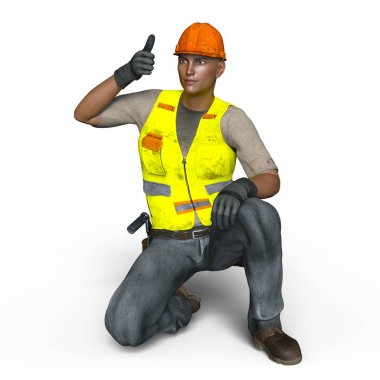 bir işçinin 3d cg işleme