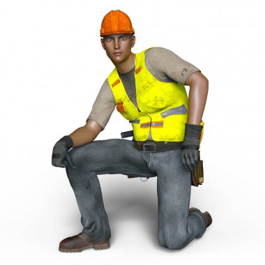 bir işçinin 3d cg işleme