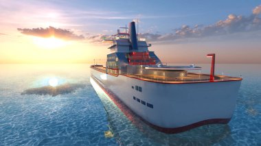 3d cg render balıkçı teknesi