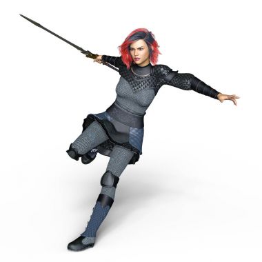 bir kadın şövalye 3d cg render