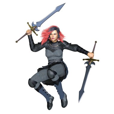 bir kadın şövalye 3d cg render