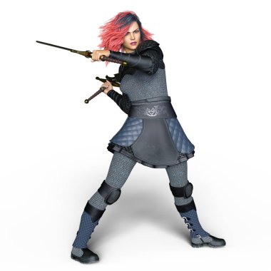 bir kadın şövalye 3d cg render